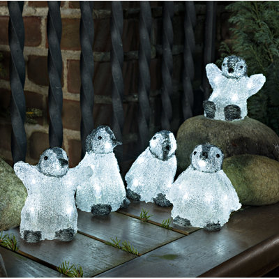 5 Piece Baby Standing Penguins Lighted Display Set