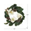 Couronne de Noël en magnolia 22 pouces blanc crème, feuilles vertes artificielles et décoration de fleurs blanches, couronnes décoratives d'intérieur et d'extérieur