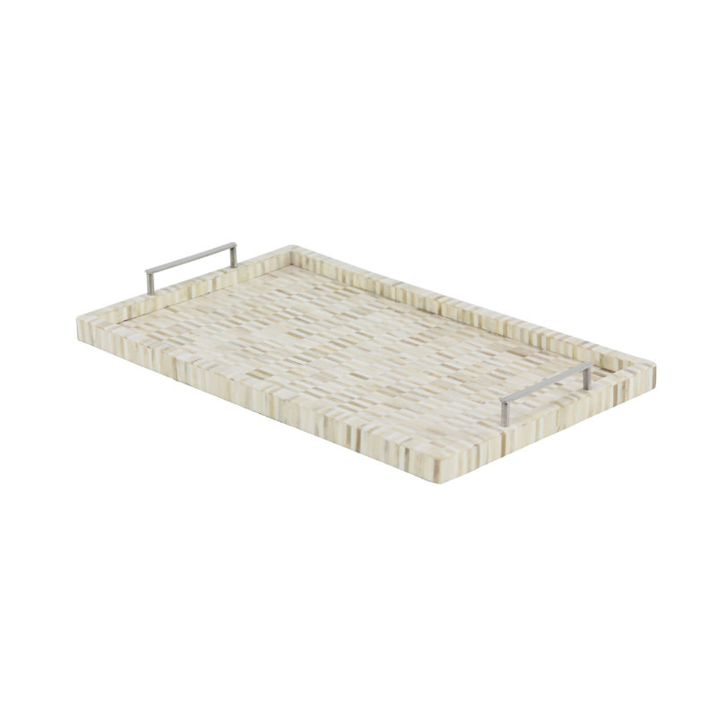 Metal Tray, Brown/Cream