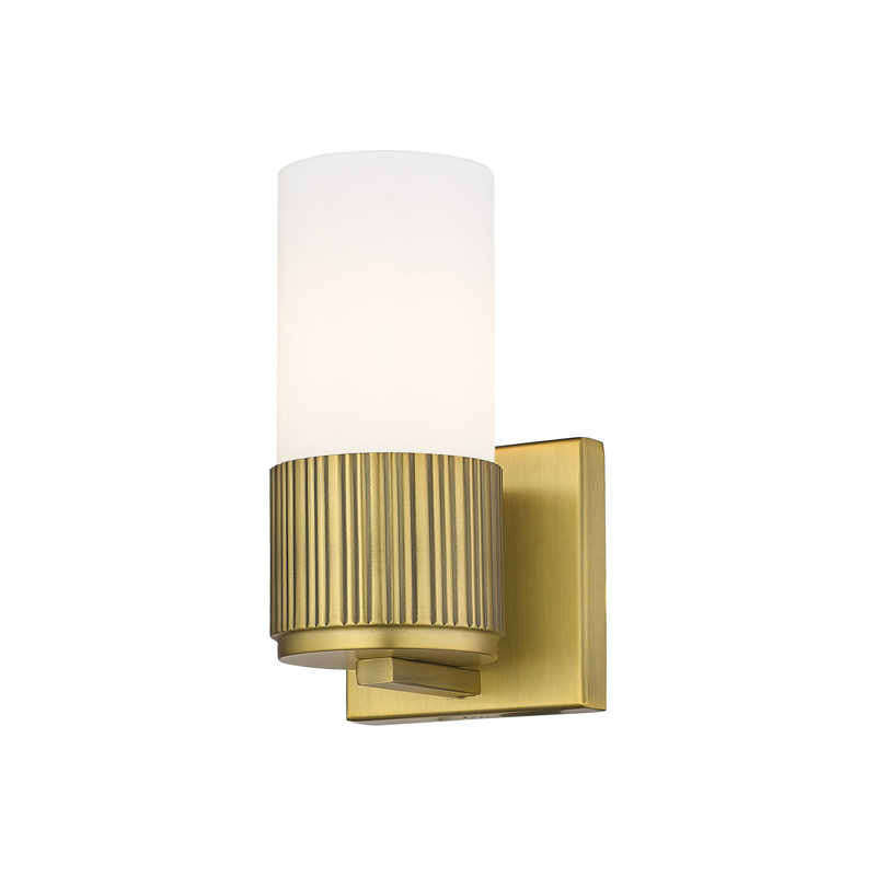 Applique murale 1 lumière 12 "Bolivar, Laiton brossé, Blanc mat, H 7,5 po x l 5,1 po x P 4 po
