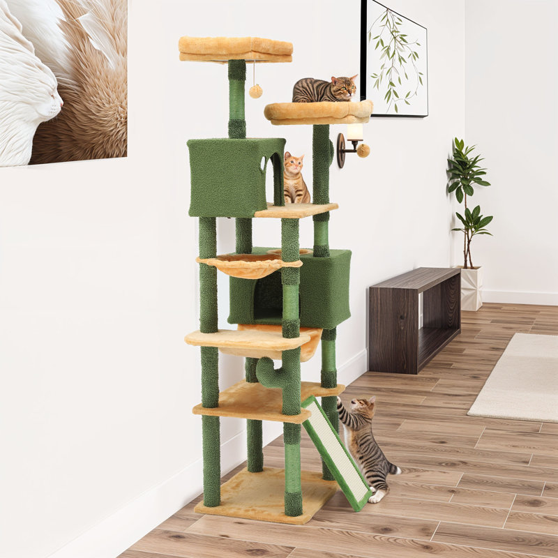 Multi-Level Cactus Cat Tree Tower with Perches, Condos, and Scratching Posts