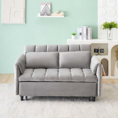 Modern Sofa, Small Love Seat, Casual Sofa With Back, 3 In 1 Convertible Sleep Sofa Bed, Comfy Couch