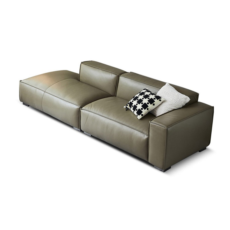 Coussin modulaire en cuir véritable de couleur unie, H 28,35 po x l 110,24 po x P 39,37 po, 4