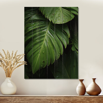 Feuilles de palmier sérénité - palmiers et palmiers, art sur bois de pin naturel