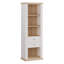 Modern Cottage Style Shelving Unit, 2 Drawers, 4 Open Compartments, Engineered Wood, White/Light Oak Decor, 69.1 cm W x 202.1 cm H x 43.3 cm D