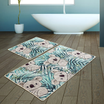 Ensemble de tapis de bain antibactérien (2 pièces), 100% polyester, 19,7 po x 23,6 po et 23,6 po x 39,4 po | Sous-tapis antidérapant, hauteur des poils: 0,4 po | Lavable à la machine, doux et durable, idéal pour la sécurité et le confort de la salle de bain
