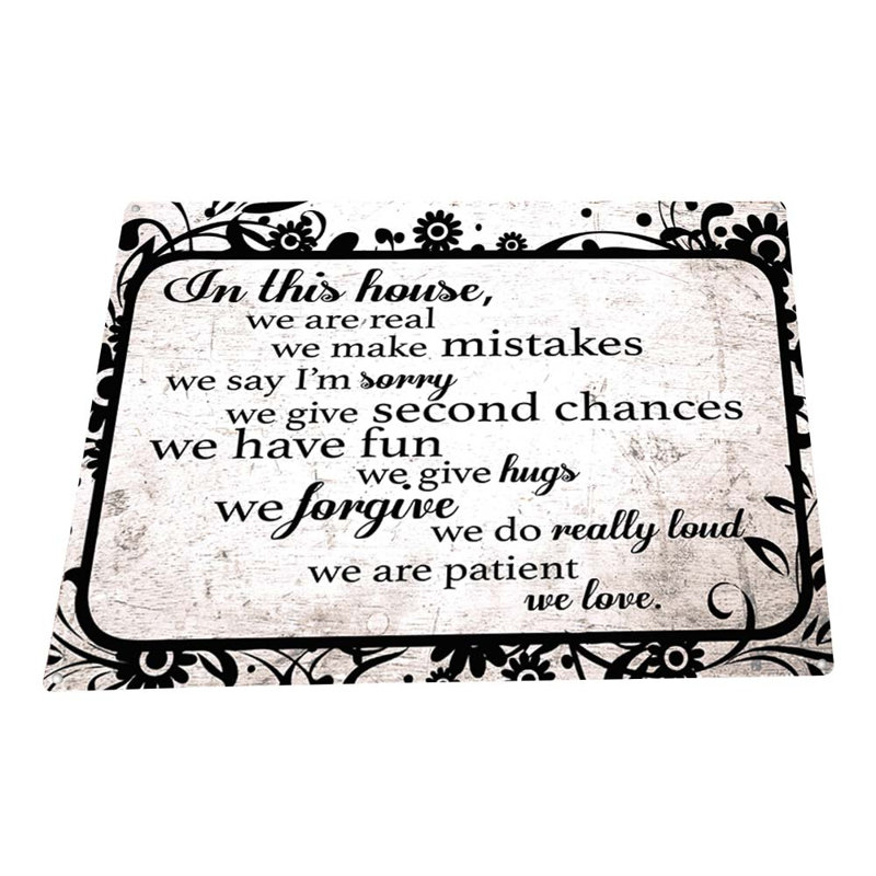 «In This House Family Rules To Live On», reproduction sur métal, H 11,5 po x l 15,5 po x P 0,04 po