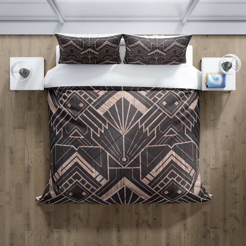 Polyester Geometric Shapes Duvet Cover, Queen Duvet Cover + 2 Shams