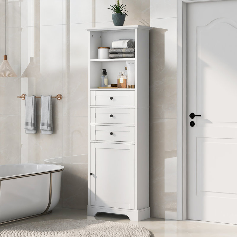 Armoire de rangement moderne et minimaliste pour salle de bain, Blanc