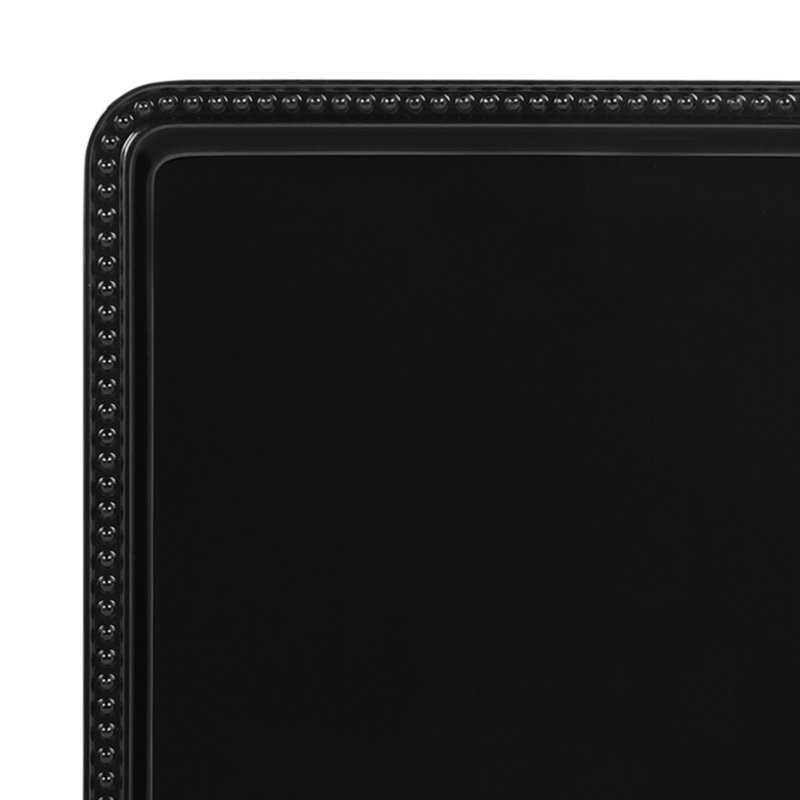 Elite Global Solutions Venetian Porcelain Melamine Stainless Steel Tray Serving Dish, 1" H x 15" W x 8" D, Black