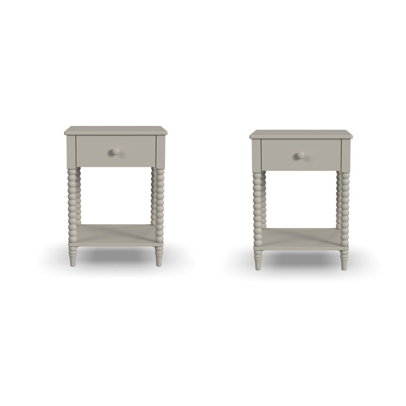 Godfree 1 - Drawer Spindle Nightstand (Set Of 2), Gris