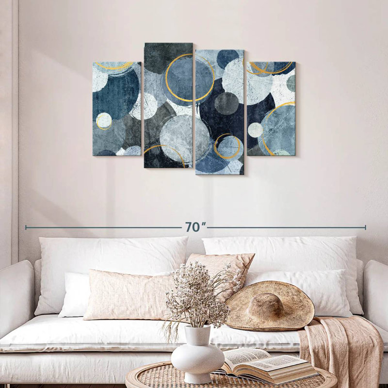Avery Layered Blue Circles, 27" H x 43" W