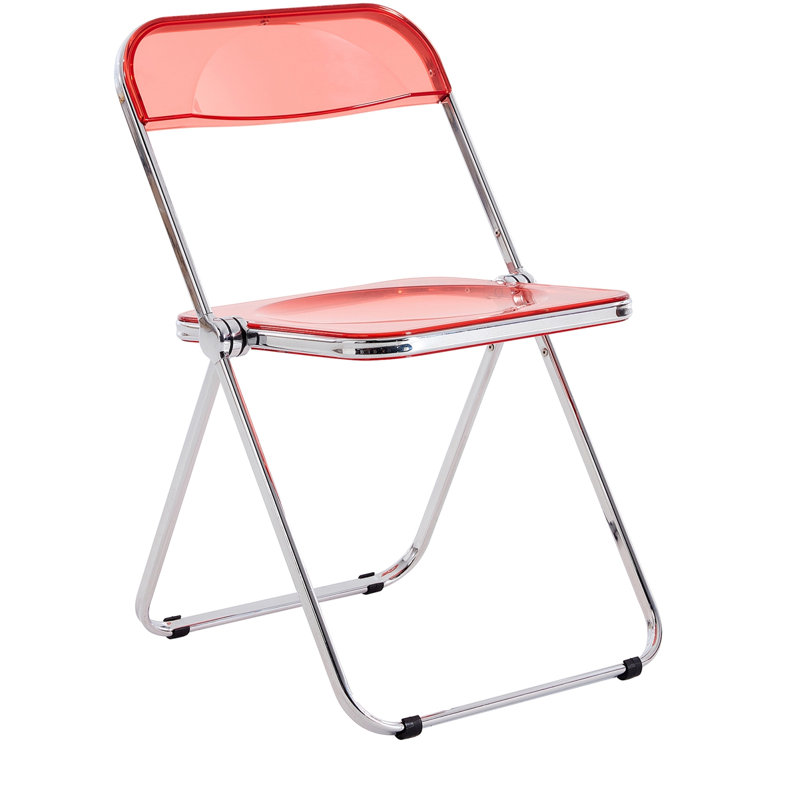 Chaise d'appoint avec structure en acier, plastique, Rouge