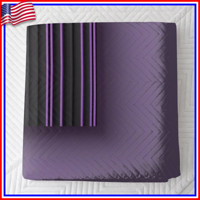 Couvre-lit matelassé à rayures mauves et noires toutes tailles