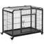 Cage pour chien en métal, pliable de 37 po avec plateau et couvercle amovibles, 4 roulettes verrouillables pour une mobilité intérieure / extérieure en douceur, chenil robuste à cadre robuste, option de pliage, utilisation pratique, construction solide