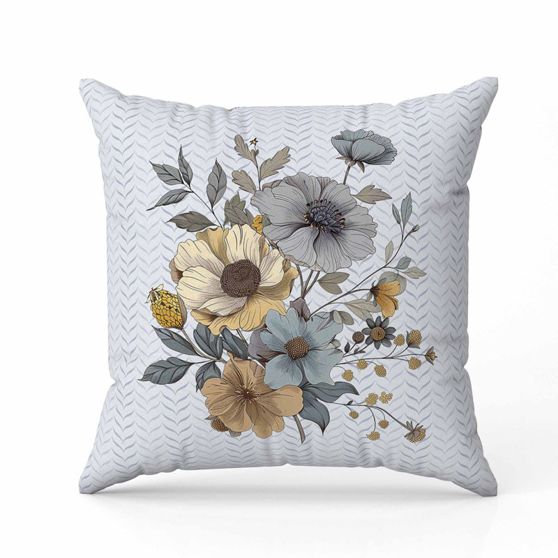 Oreiller en faux suède Misty Meadows, Bleu / argent, Carré 16 po