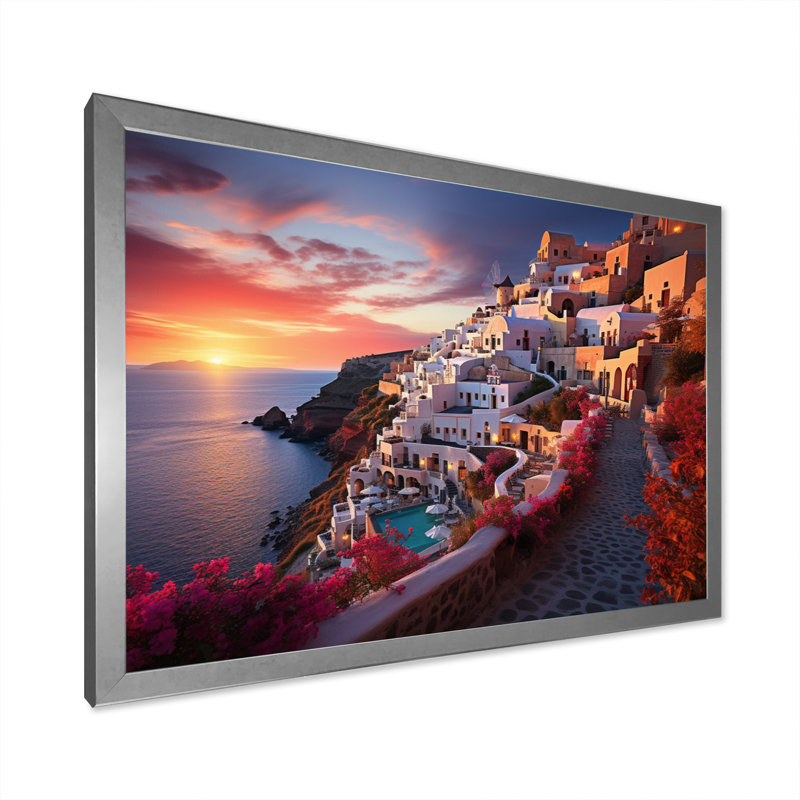 Grèce Oia Splendor IV sur toile, H 30 po x l 40 po x P 1,5 po, Cadre photo argenté