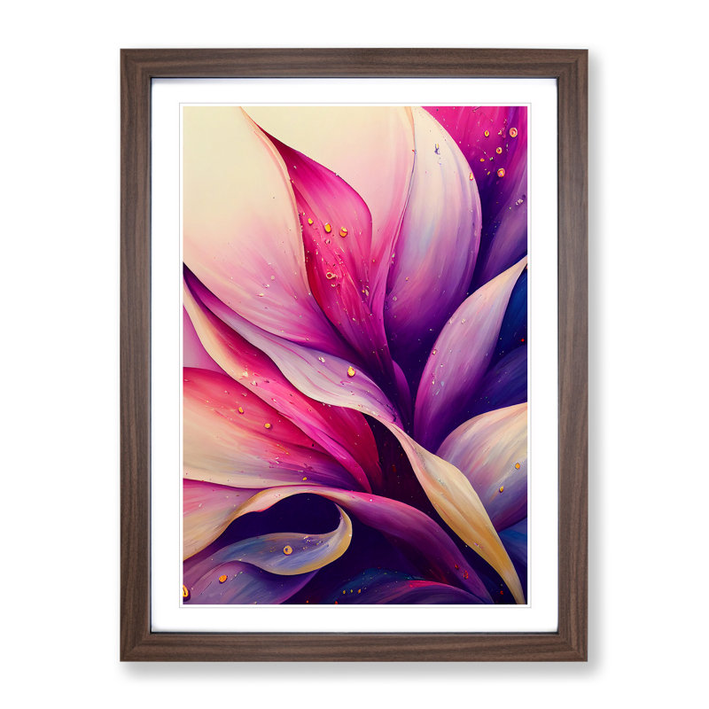 Abstract Flower No.1 - Framed Print, 46cm H x 34cm W, Walnut