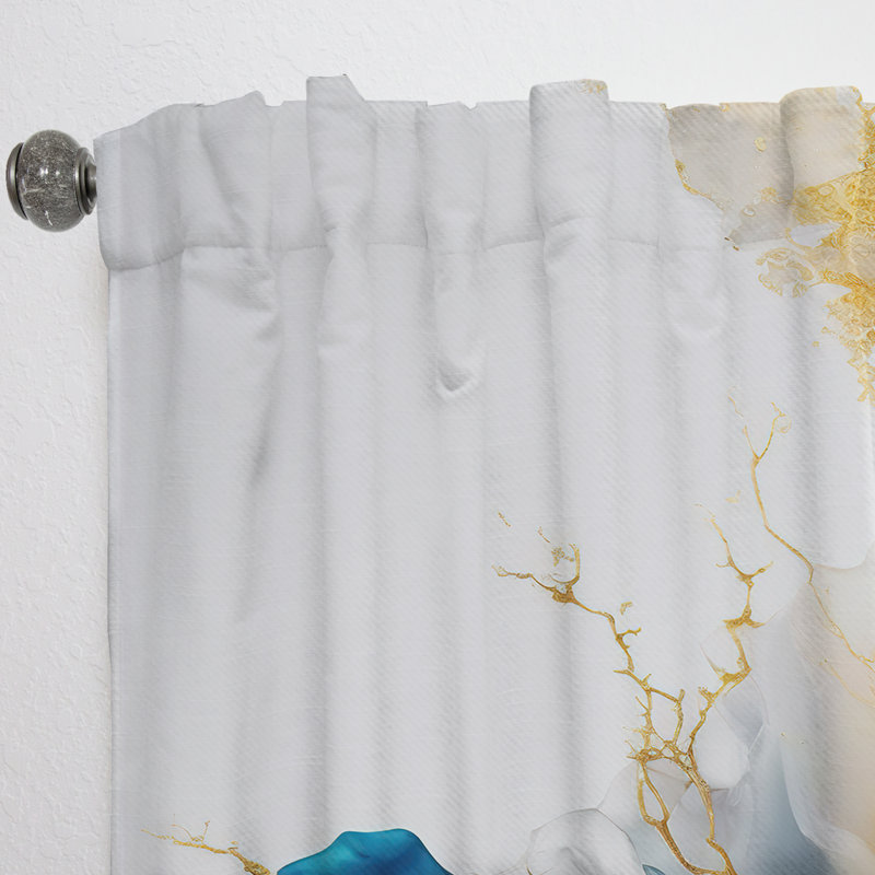 Abstract Geode Gold And Blue Marble I - Modern Curtain - Velvet Room Darkening - 1 panel, 52" W x 108" L