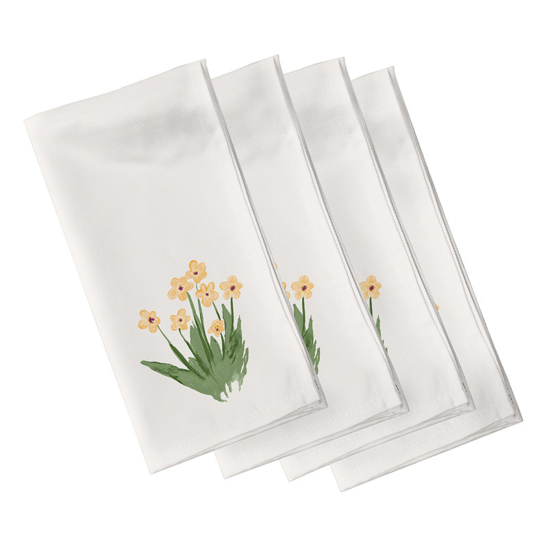 Clelio Polyester Floral Square Napkin, Yellow