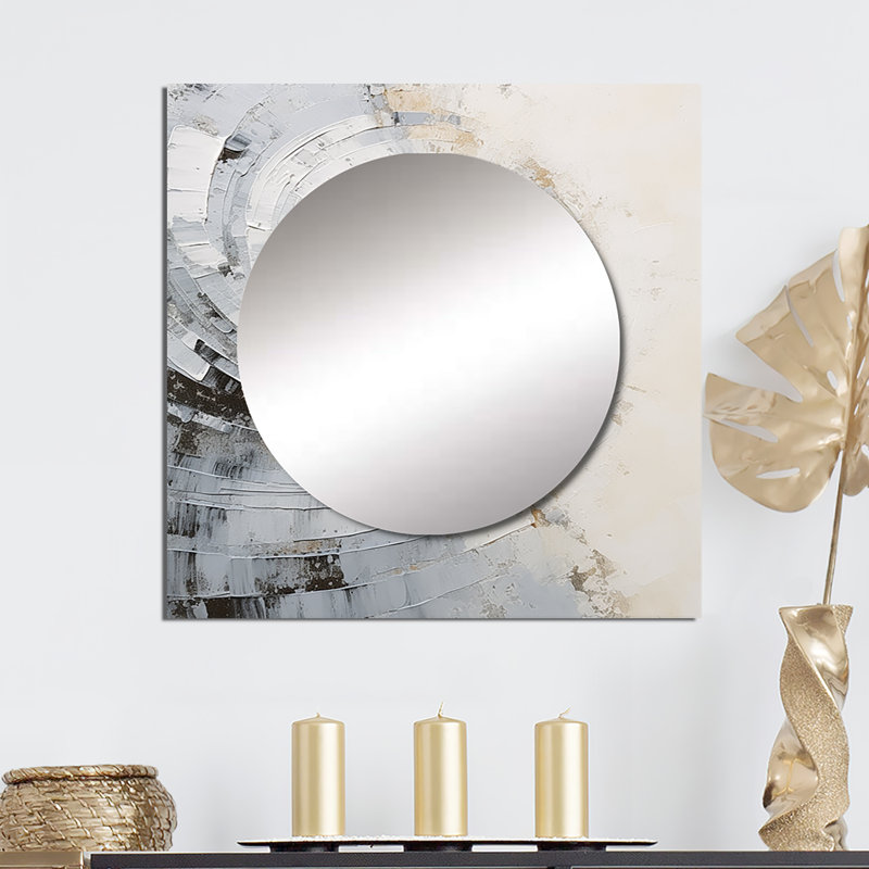 Miroir mural blanc et gris, 36 po x 36 po