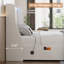 Ensemble de chambre à coucher 3 pièces blanc capitonné avec lit coffre à DEL RGBW, station de charge USB et Type-C, 2 tables de chevet imitation marbre avec tiroir et tablette ouverte-2116723294