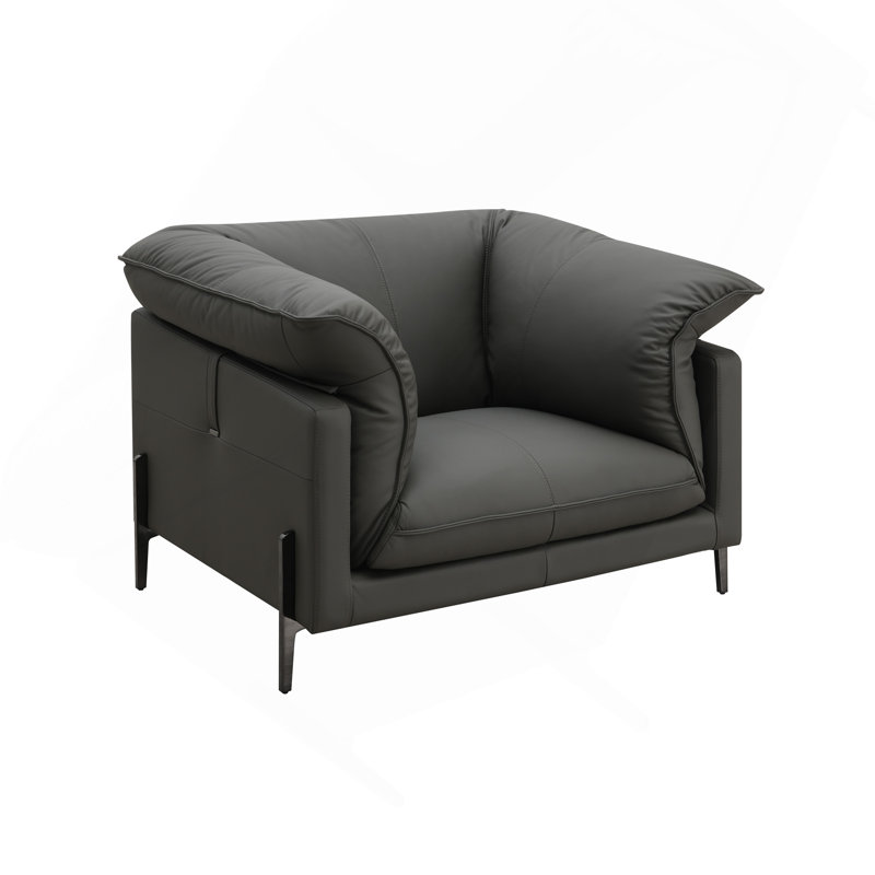 Fauteuil en cuir noir avec grain supérieur