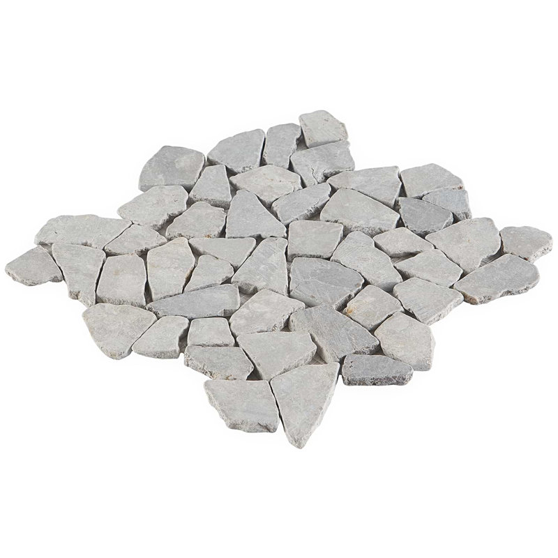 Nature 12x12 Tumbled Pebble Tumbled Mosaic Tile, Pram Gray