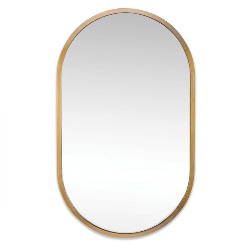 Canal Stainless Steel Frame Mirror, Natural Brass