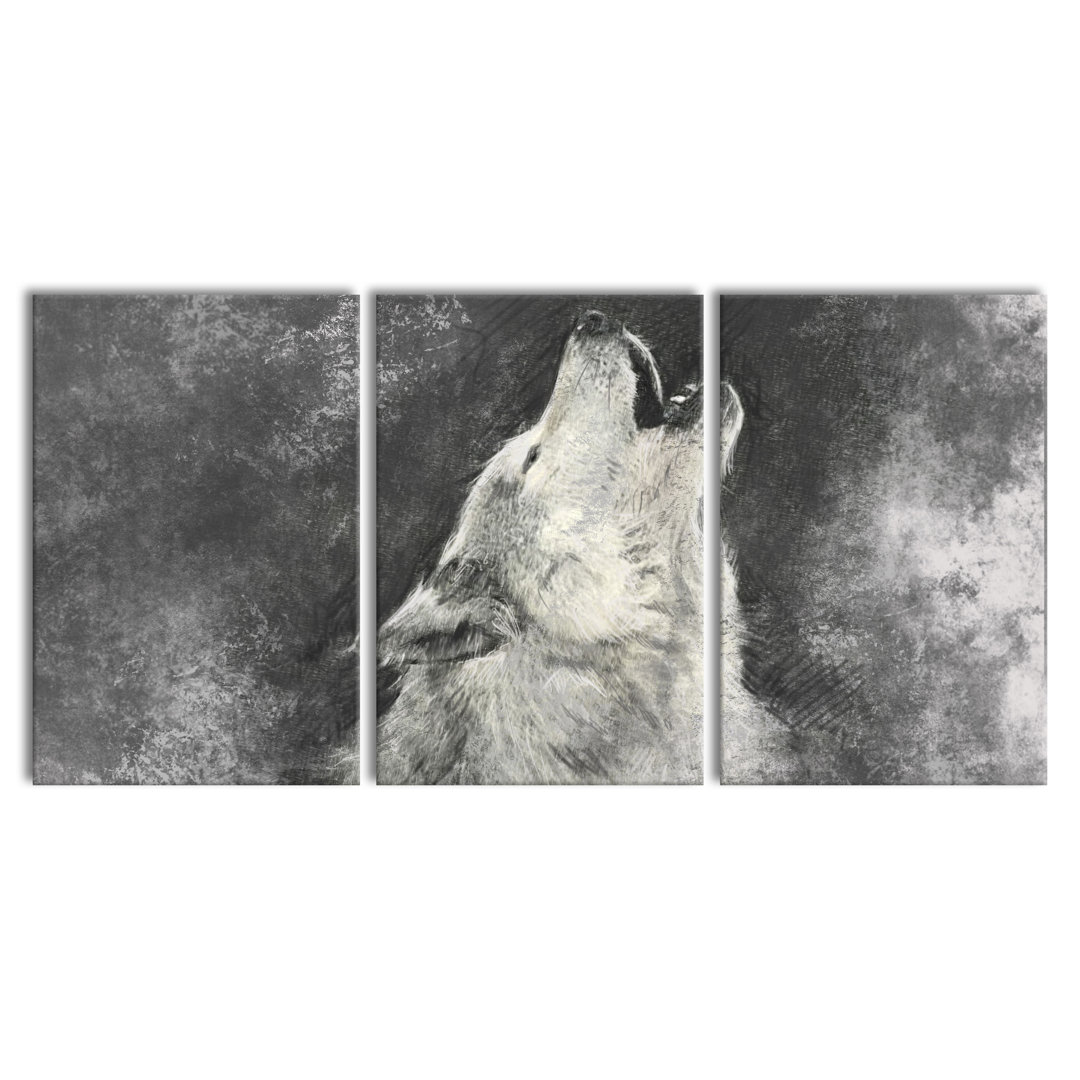 Howling Wolf 3-Piece Photograph Set on Canvas