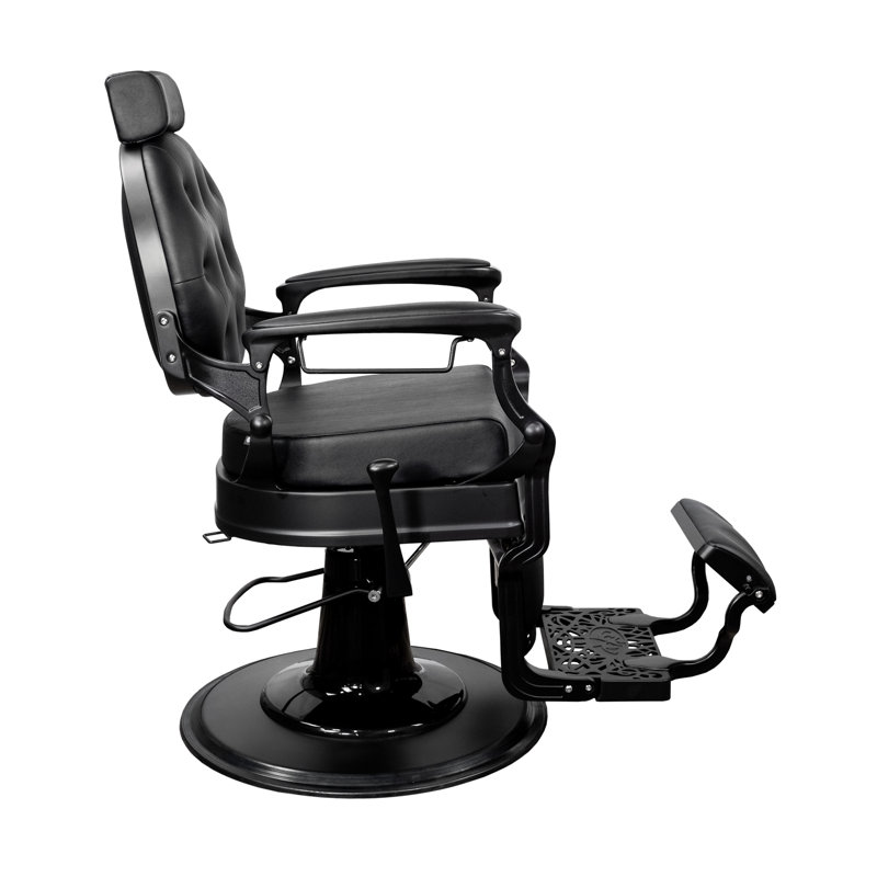 Fauteuil de coiffeur inclinable en similicuir Truman, Similicuir noir, Noir