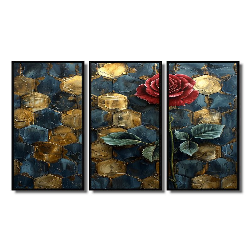 Ensemble de salon art mural, Cadre flottant noir, H 40 po x l 60 po x P 1 po