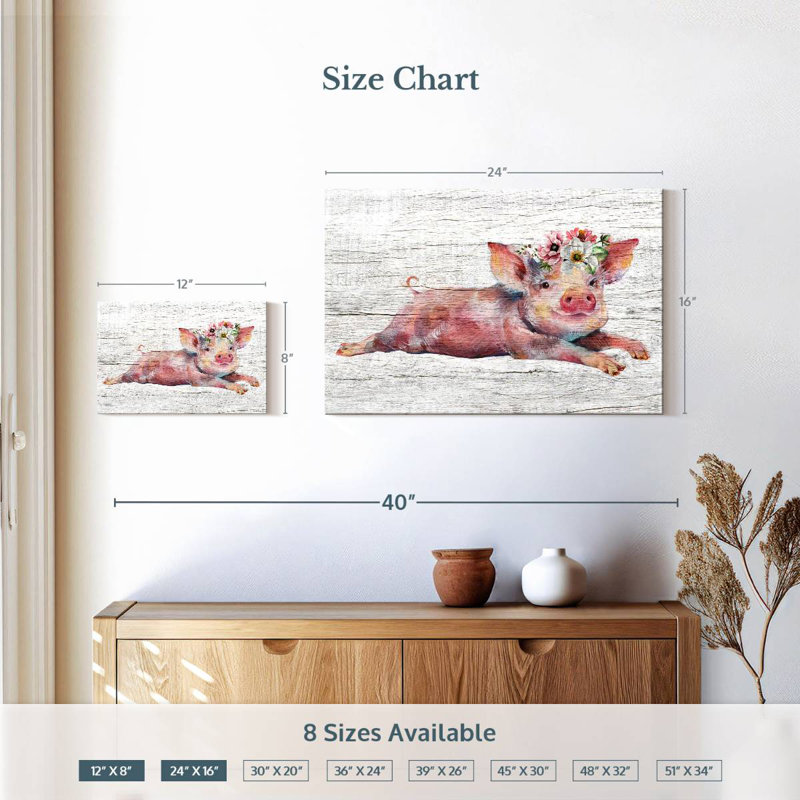 Brampt Wooden Floral Pig