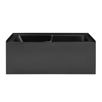 Voltaire 60 X 30 Skirted Left Drain Soaking Apron Bathtub In Matte Black With Integrated Overflow And Armrest, Drain Included