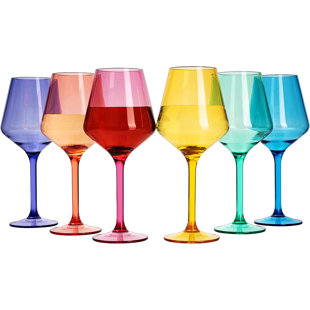 The Wine Savant Slanted Rim Colored Wine Glasses Set - Multicolor