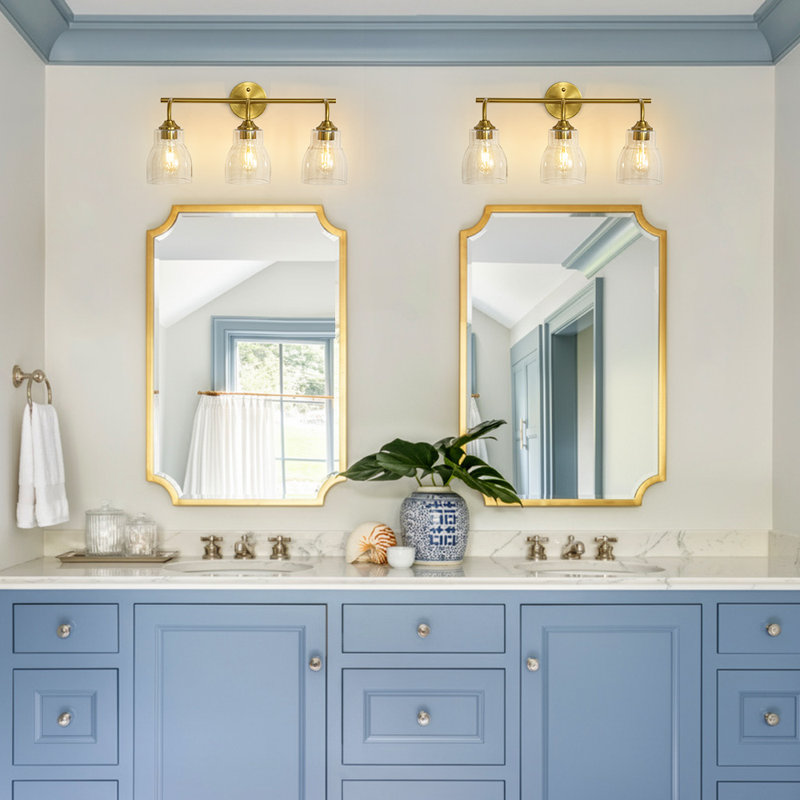 3 - Light Modern Bathroom Vanity Light With Bell Glass Shade