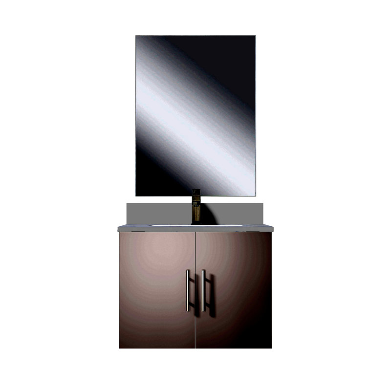 Meuble-lavabo simple blanc lustré 24 po X P 22 po D, comptoir en marbre de culture, 18 po Ensemble miroir et robinet