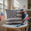 Ensemble de 3 housses de coussins décoratifs patriotiques drapeau des États-Unis 18 x 18 pour Noël