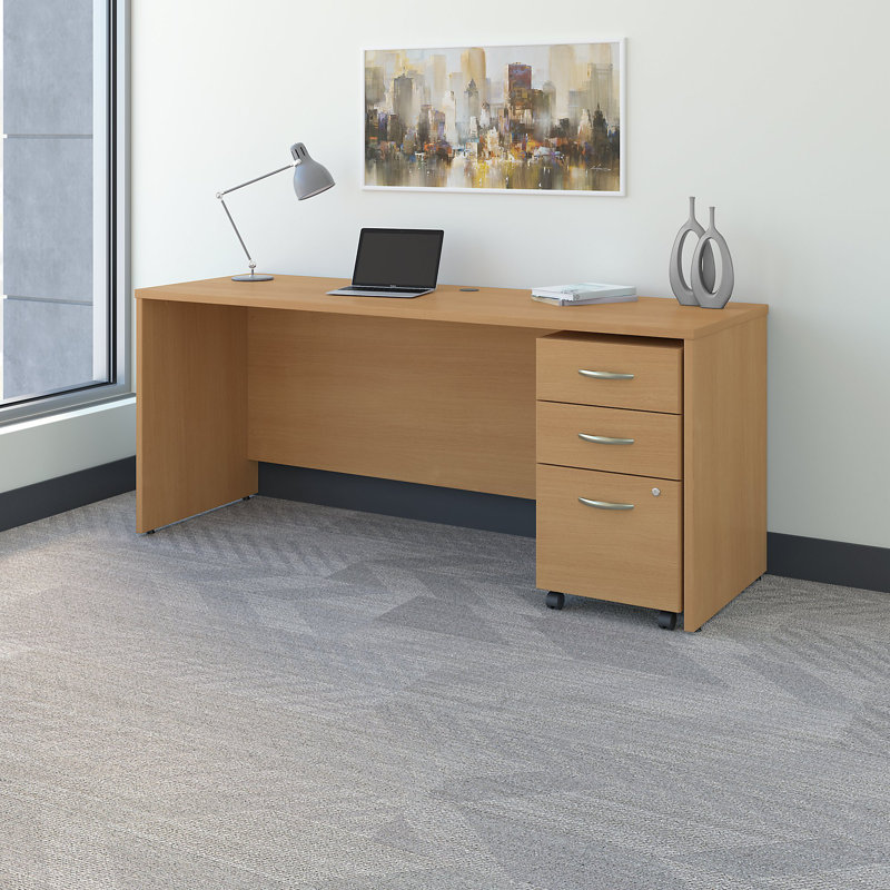 Series C Desk Shell, Danish Oak/Sage, 30" H x 71" W x 24" D
