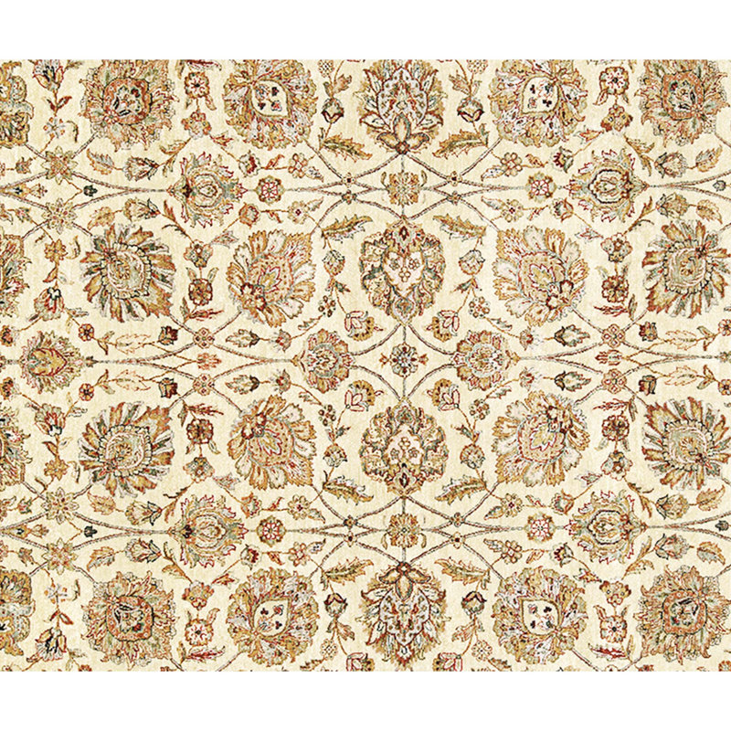 Hand Knotted Wool Area Rug in Cream