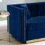 Velours à canaux vertical contemporain pour salon - 2 pièces, tissu d'ameublement moderne bleu 2 pièces