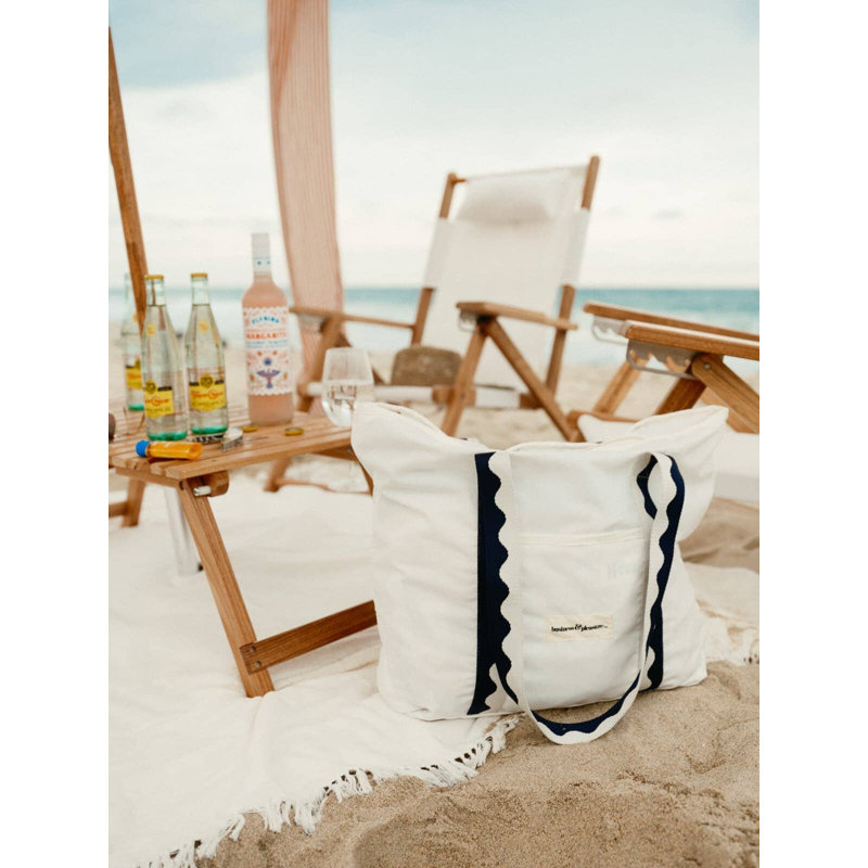 Sac de plage, Blanc / Bleu marine