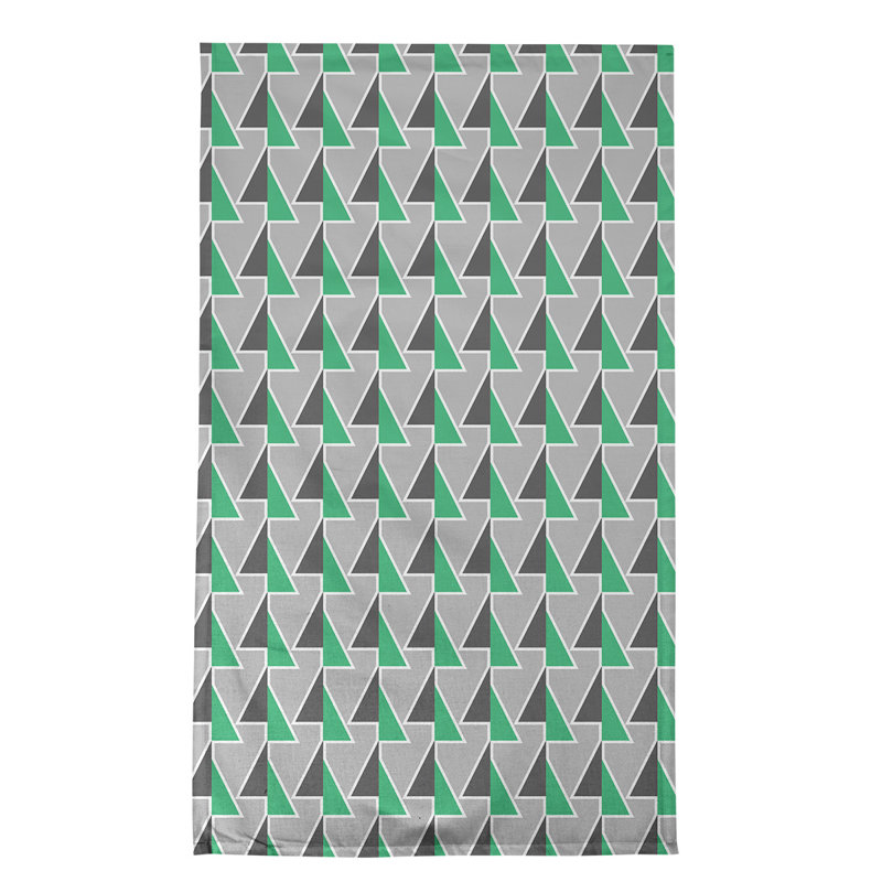 Torchon à flèches, Vert / noir / gris, Croisé en coton