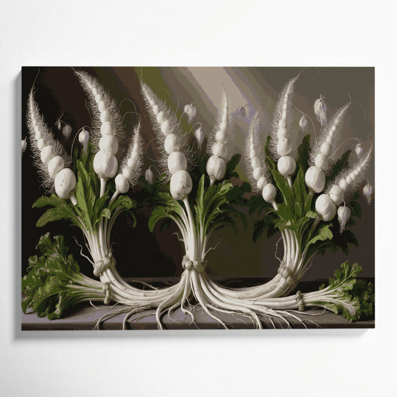 Art mural sur toile légumes salsifis brun, H 12 po x l 18 po
