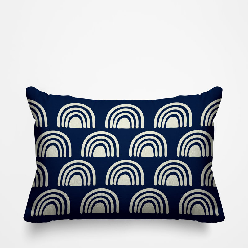 Coussin décoratif intérieur / extérieur Rainbow Boho, Bleu marine