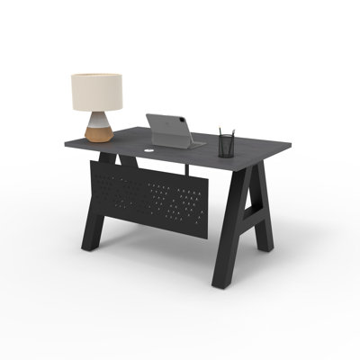Serenity Modern A-Frame Executive Writing Office Desk, with Metal "A" Design Modesty, 48x24, Grey Strand Top