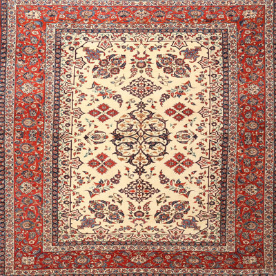 Tapis beige/rouge traditionnel Weirton