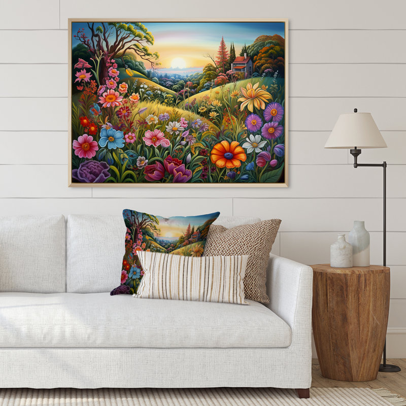 Célébration de fleurs sauvages printanières sur toile, H 24 po x l 32 po x P 1 po, Cadre naturel flottant