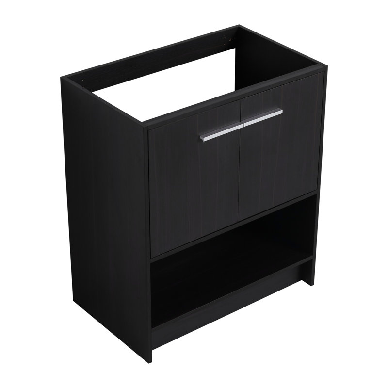 Armoire de salle de bain autoportante avec 2 portes, Chêne foncé