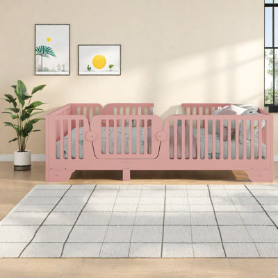 Lit coffre Safe, rose, bois aggloméré, style Montessori pour enfants